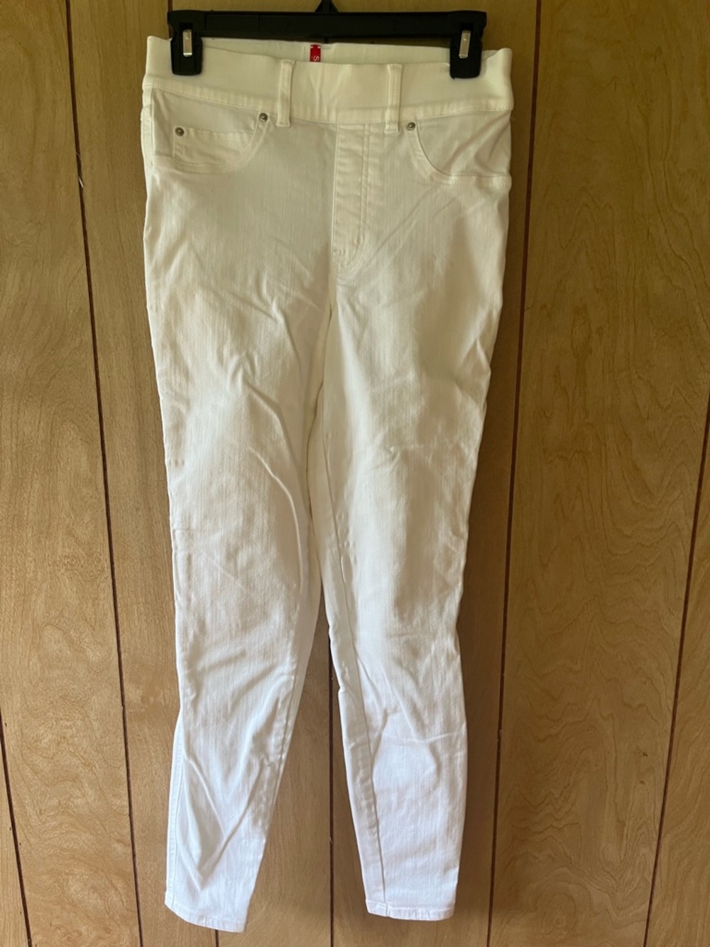 SPANX White Jeans with Red Logo Tab